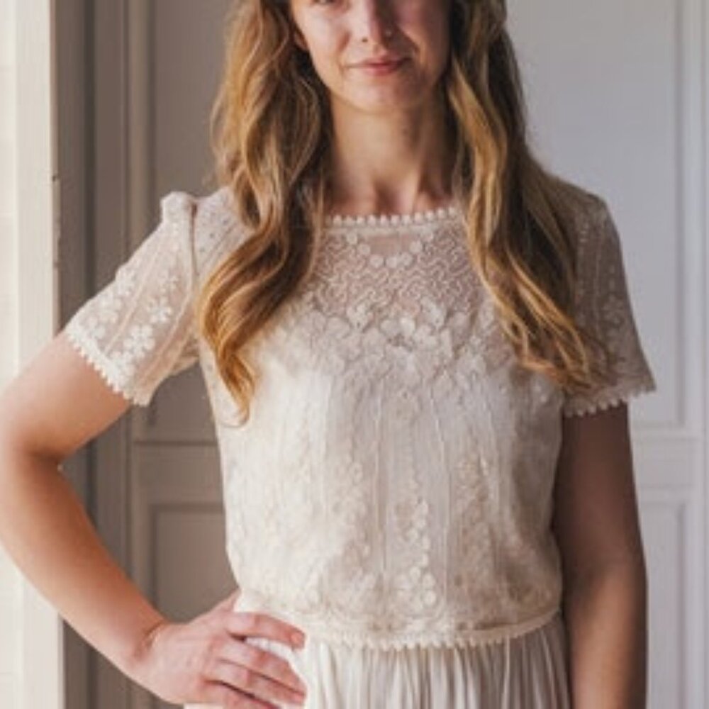 Sister Organics Vintage Lace Bridal Top NWOT